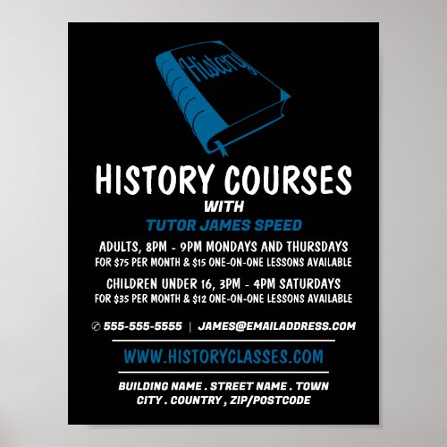 Blue History Book History Course Advertising Poster