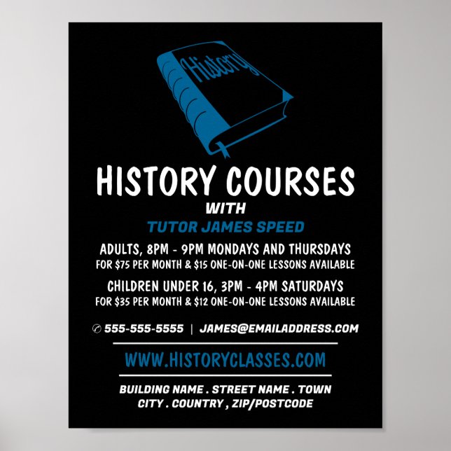 Blue History Book, History Course Advertising Poster (Front)