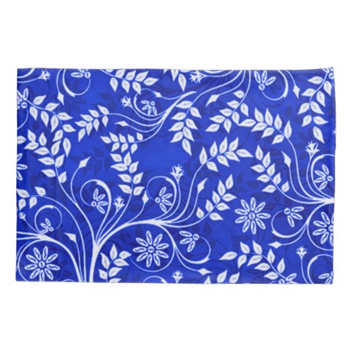 Blue Hmong Decorative Floral Pattern Pillowcase