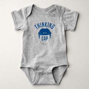 Blue Hockey Helmet Thinking Cap Baby Bodysuit