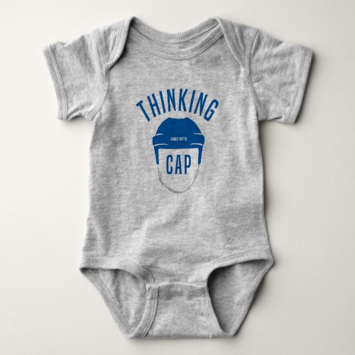 Blue Hockey Helmet Thinking Cap Baby Bodysuit