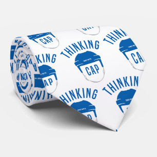 Blue Hockey Helmet Thinking Cap Neck Tie