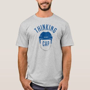 Blue Hockey Helmet Thinking Cap T-Shirt