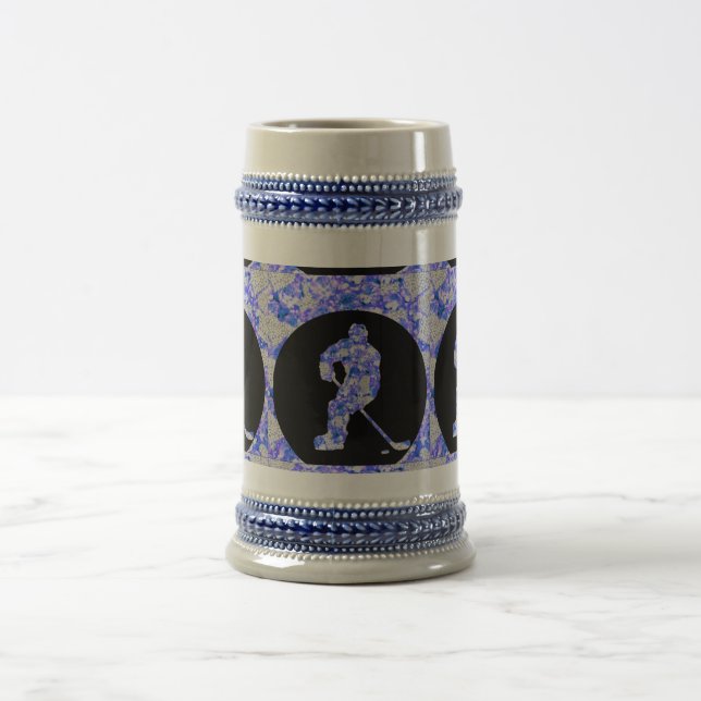BLUE HOCKEY PLAYER BEER STEIN (Center)