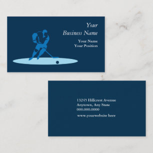 Blue Hockey Player Business Card