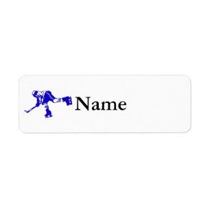 Blue Hockey Player Label