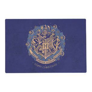 Blue HOGWARTS™ Crest Holiday Wreath Placemat