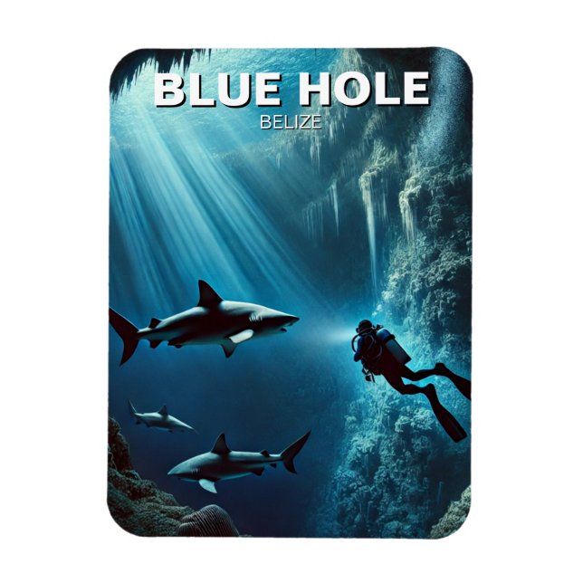 Blue Hole Belize Scuba Diving Magnet (Vertical)