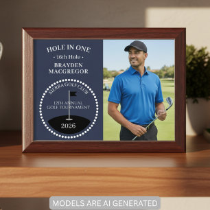 Blue Hole In One Golfer Photo Award Plaque