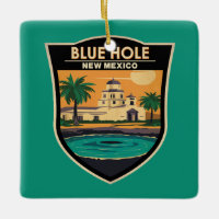 Blue Hole New Mexico Travel Art Badge