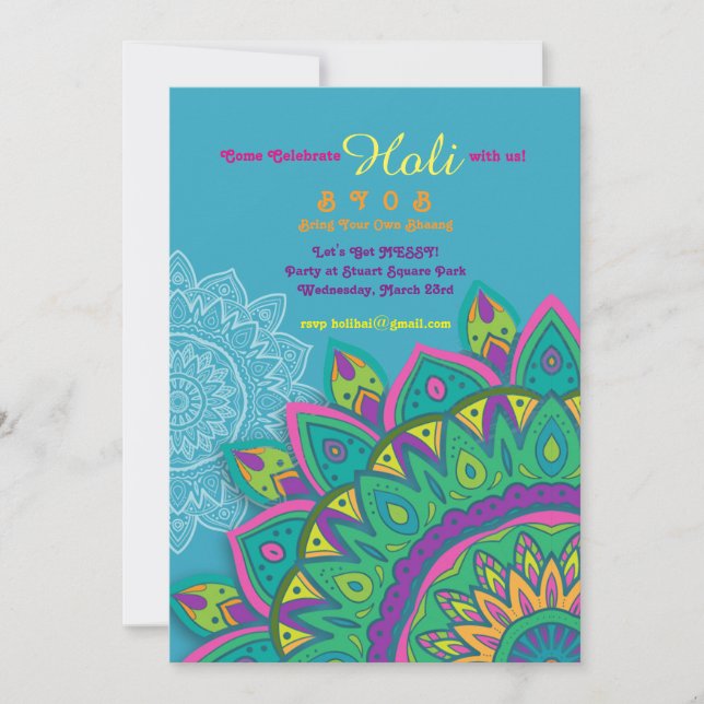 Blue Holi Invitation (Front)