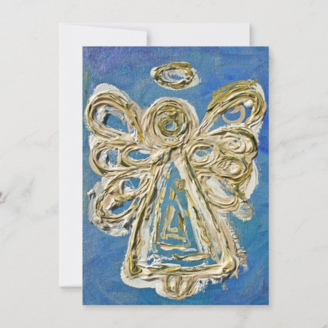 Blue Holiday Angel Custom Invite or Invitation (Front)