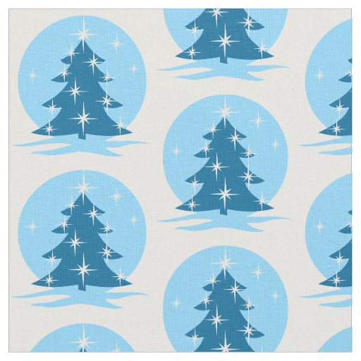 Blue Holiday Fabric Blue Christmas Tree Fabrics