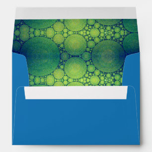 Blue holiday green circle art pattern lined modern envelope