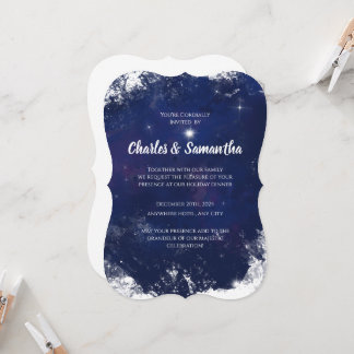 Blue Holiday Greetings Card Christmas Invitation