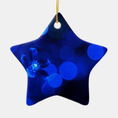 Blue Holiday Lights Ceramic Ornament