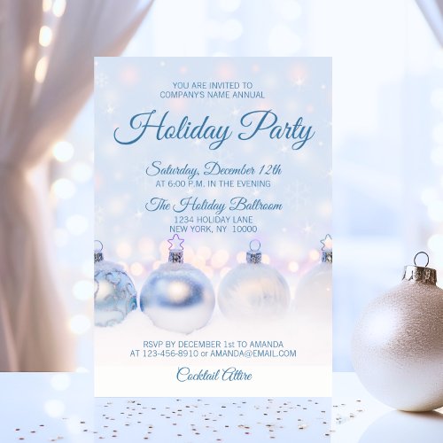 Blue HOLIDAY PARTY Office Company Work Employees Invitation