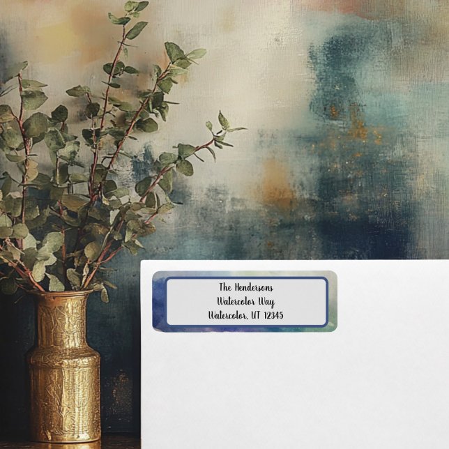 Blue Holiday Return Address  Label (watercolor Return Address Label )