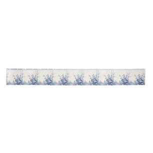 Blue Holiday Ribbon with French Floral Pattern