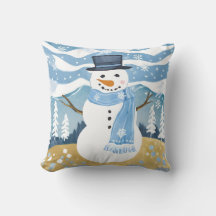 Blue Holiday Snowman Christmas Winter