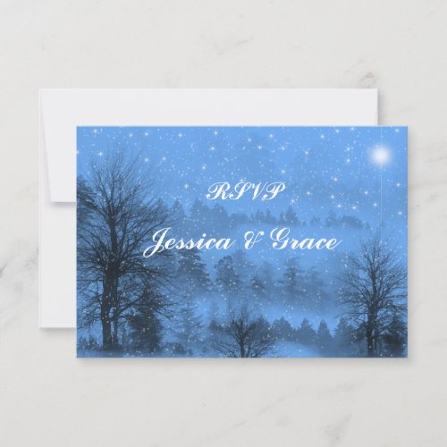 Blue Holiday Winter Wedding Response Card
