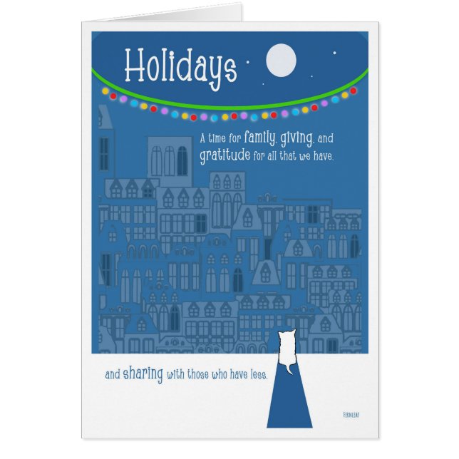 Blue Holidays Remember Homeless Cats Dogs Cards (Front)