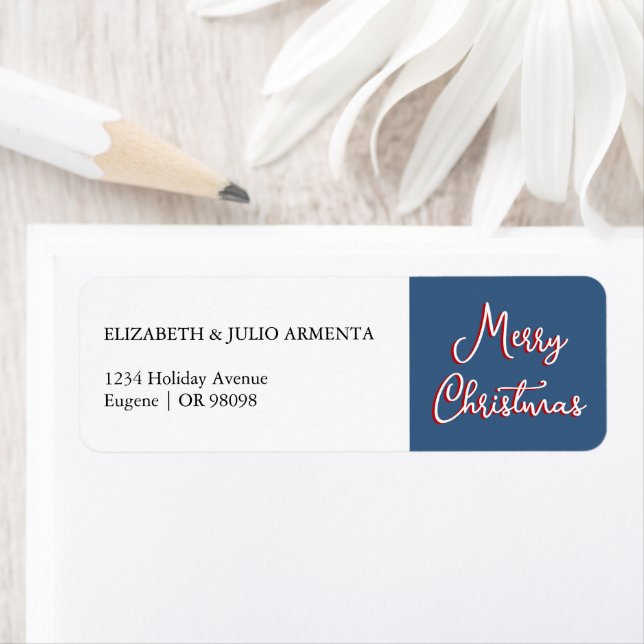 Blue Holly Jolly Christmas Return Address Label (Insitu)