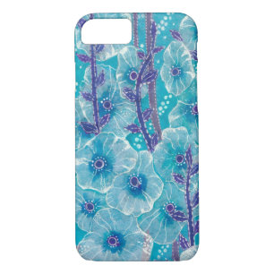 Blue Hollyhock Mallow Malva Flower Floral Painting iPhone 8/7 Case