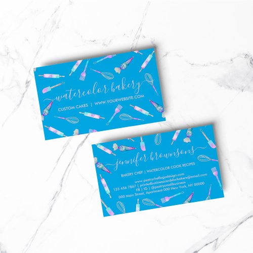 Blue Hologram Bakery Homemade Chef Patisserie Business Card