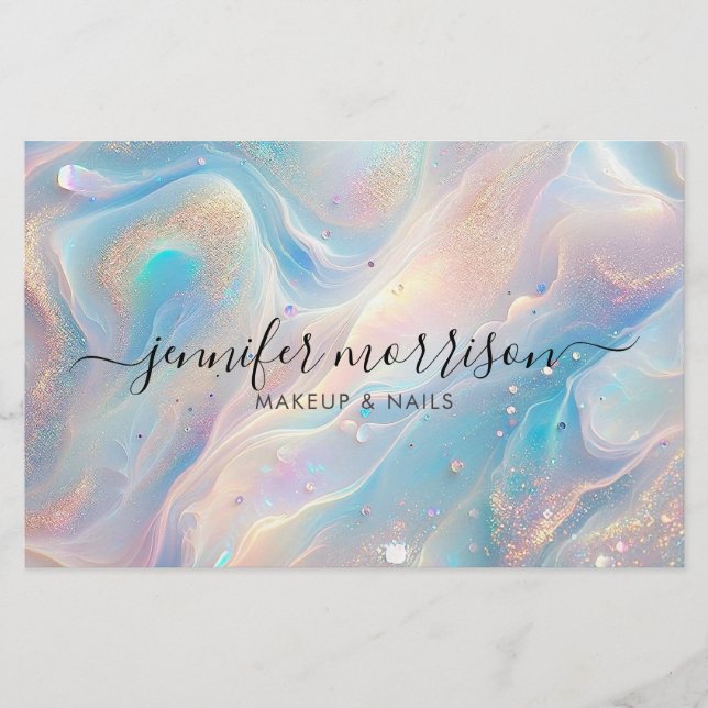Blue Holographic Opal Gold Glitter Makeup, Beauty Flyer (Front)