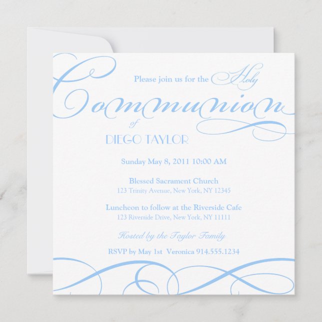 Blue Holy Communion Invite (Front)