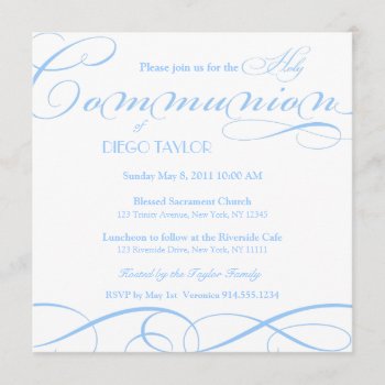 Blue Holy Communion Invite by Stephie421 at Zazzle