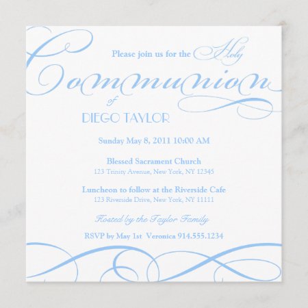 Blue Holy Communion Invite