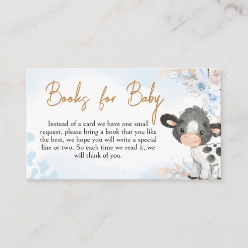 Blue Holy Cow Baby Shower Books for Baby Enclosure Card