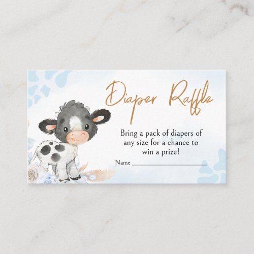 Blue Holy Cow Baby Shower Diaper Raffle Enclosure Card