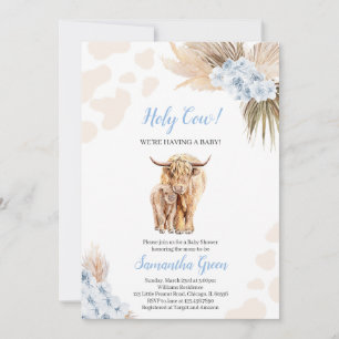 Blue Holy Cow Baby Shower Invitation
