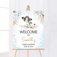 Blue Holy Cow Baby Shower Welcome