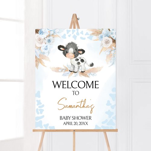 Blue Holy Cow Baby Shower Welcome Poster