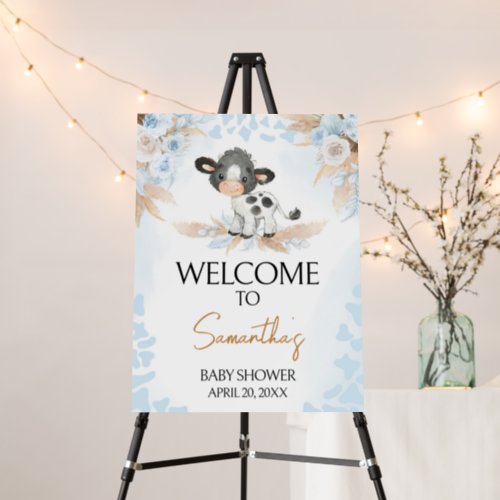 Blue Holy Cow Baby Shower Welcome Sign