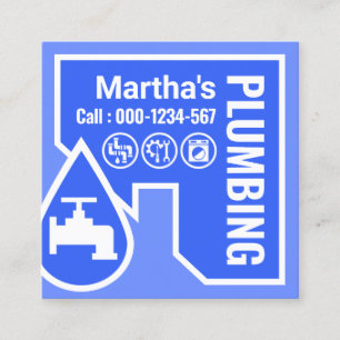 Blue Home Border Leaking Faucet Square Business Card