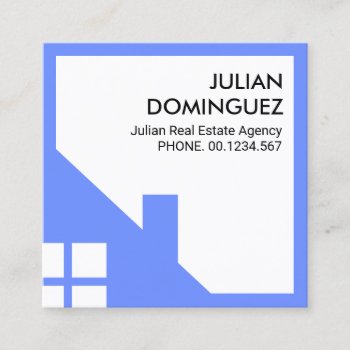 Blue Home Building Frame Realty Square Business Card by keikocreativecards at Zazzle