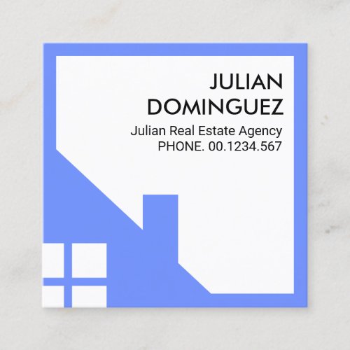 Blue Home Building Frame Realty Square Business Card