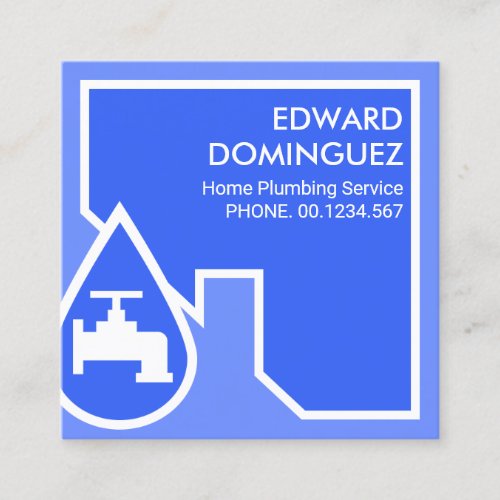 Blue Home Faucet Building Frame Square Business Card