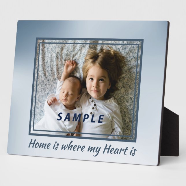 Blue Home is Where My Heart is Photo Plaque (Side)