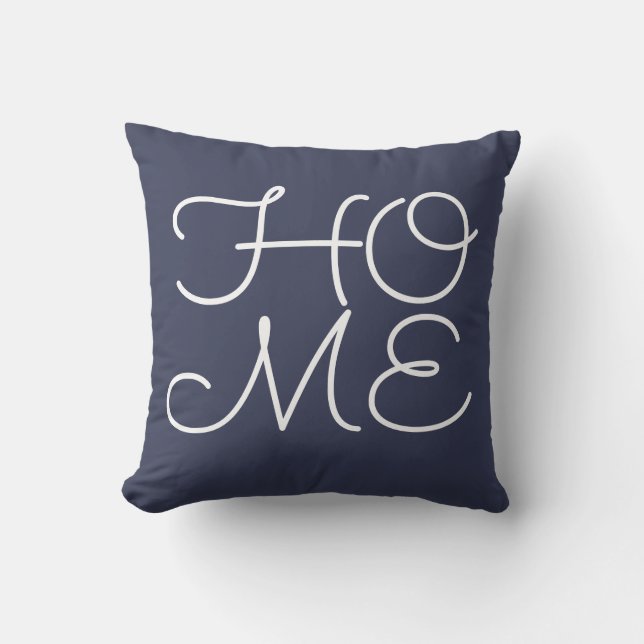 blue 'home, my favorite place' throw pillow (Front)