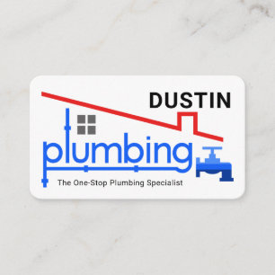Blue Home Plumbing Faucet Pipeline Plumber Service Business Card