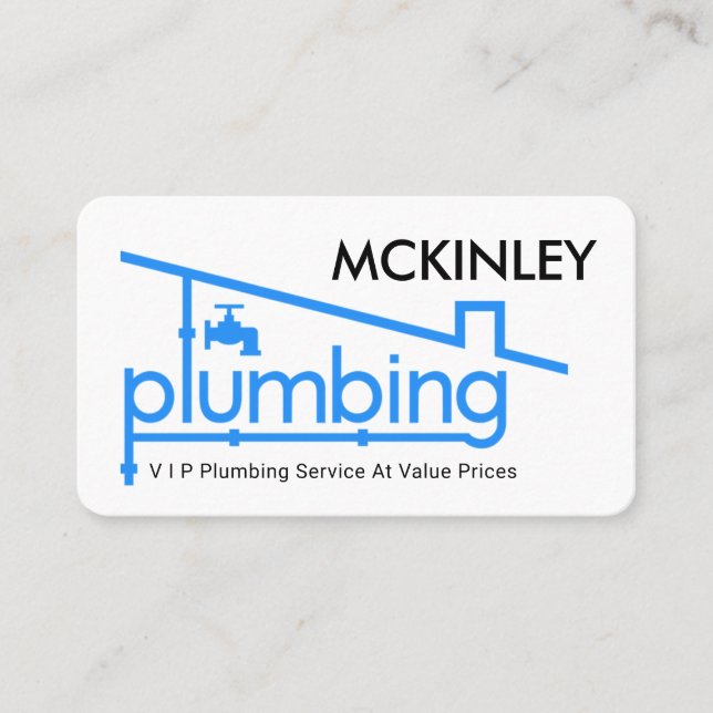 Blue Home Plumbing Pipe System Plumber Repair Business Card (Front)