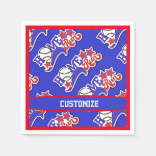 Blue Home Run Baseball Napkins
