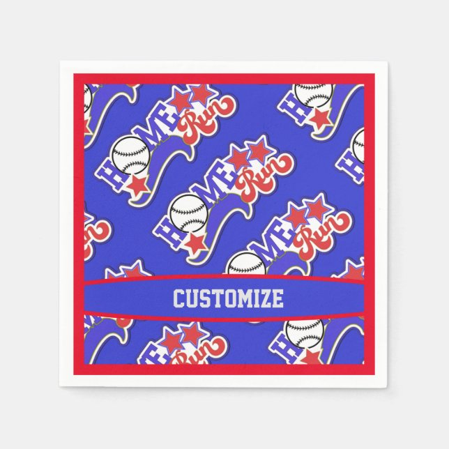 Blue Home Run Baseball Napkins (Front)