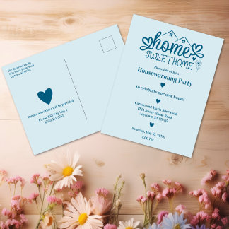Blue Home Sweet Home Personalized Housewarming Postcard